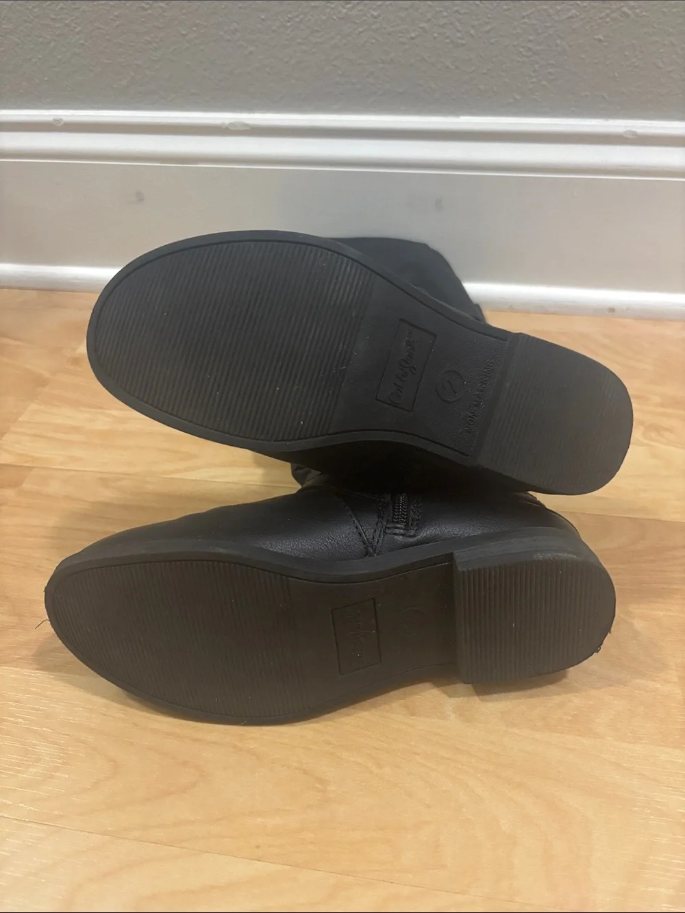 Cat & Jack Black Kids Tall Buckle Boots